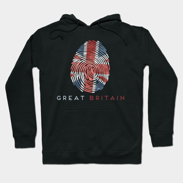 United Kingdom Great Britain Fingerprint Hoodie by Contentarama